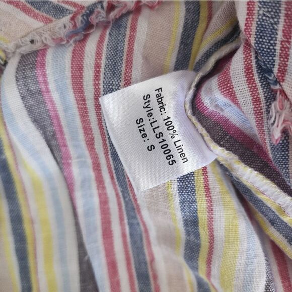 Elan linen coastal top blouse stripe new raw hem - Picture 2 of 9